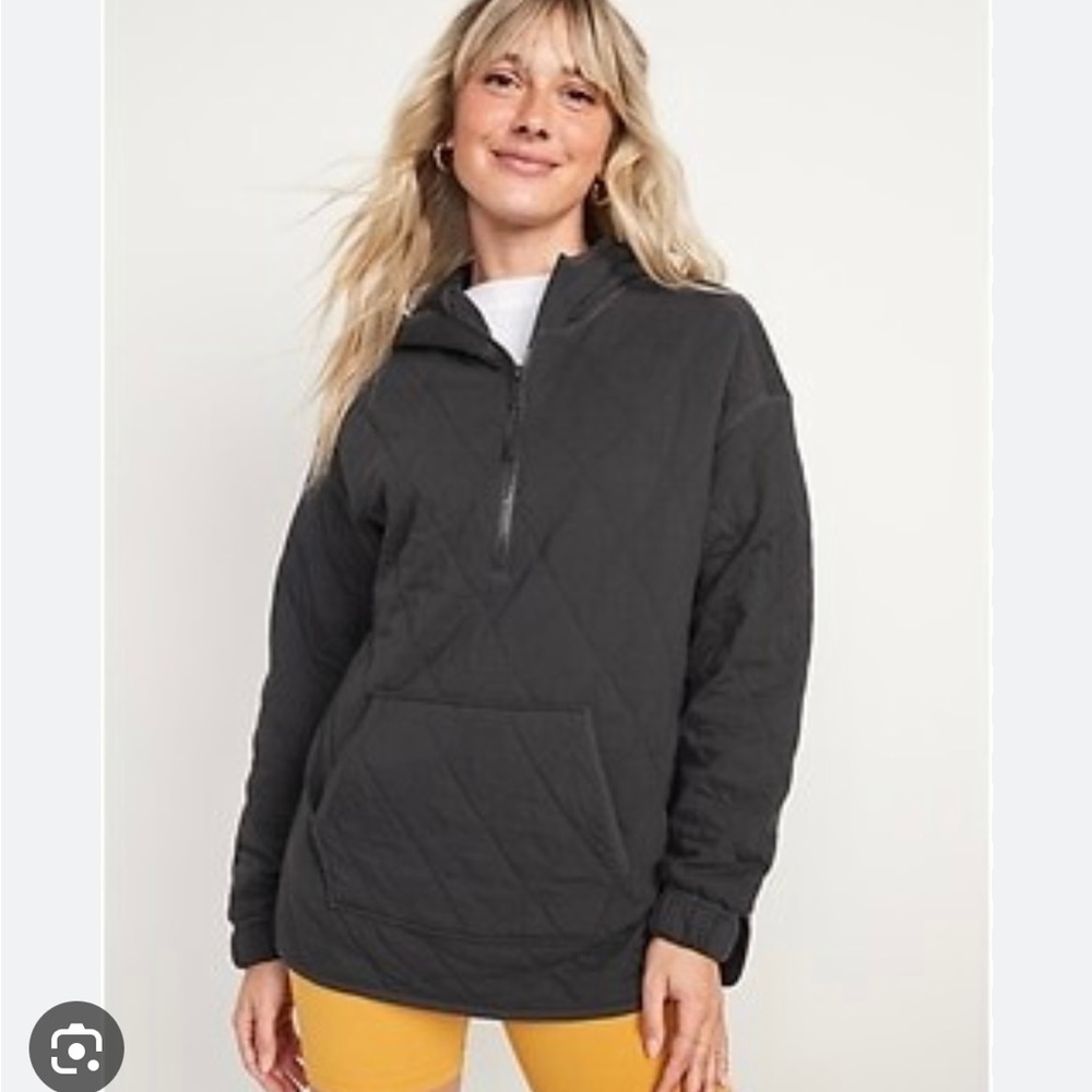 Old Navy Half Zip Tunic Hoodie Sweatshirt in Panther XS
